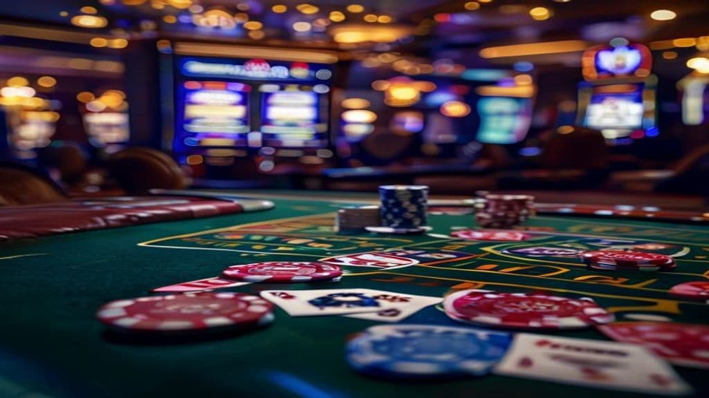 شرط‌گذاری بونوس کازینو روی میز بازی با چیپ و کارت و نمایش ضریب wagering