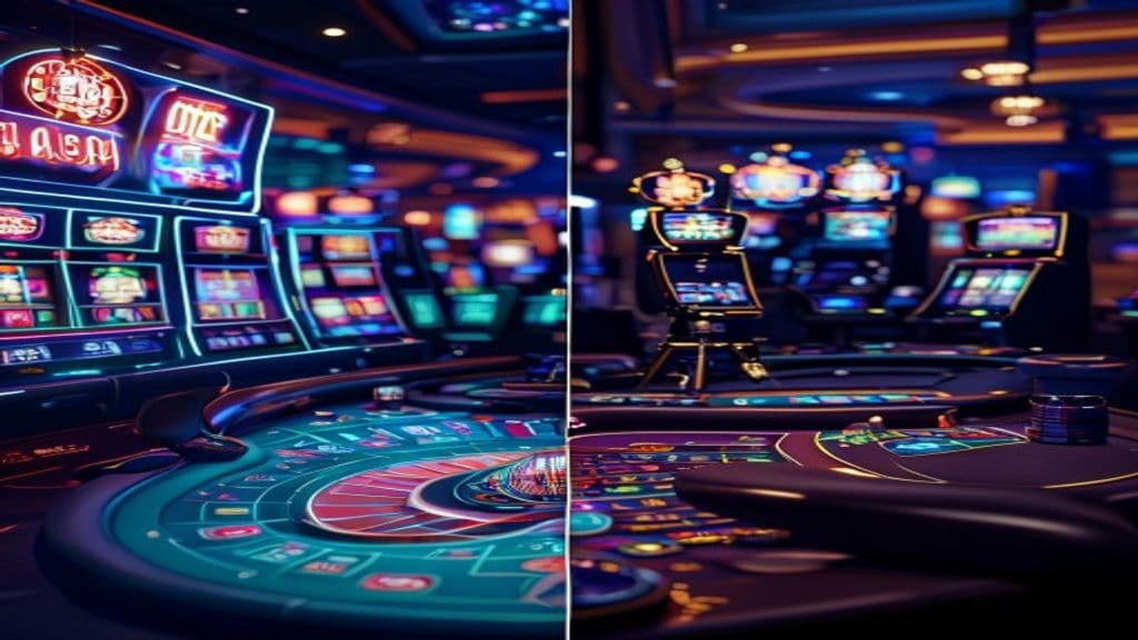 تفاوت بازی‌های RNG و دیلر زنده در کازینو آنلاین با نمایش میز دیلر و رابط دیجیتال