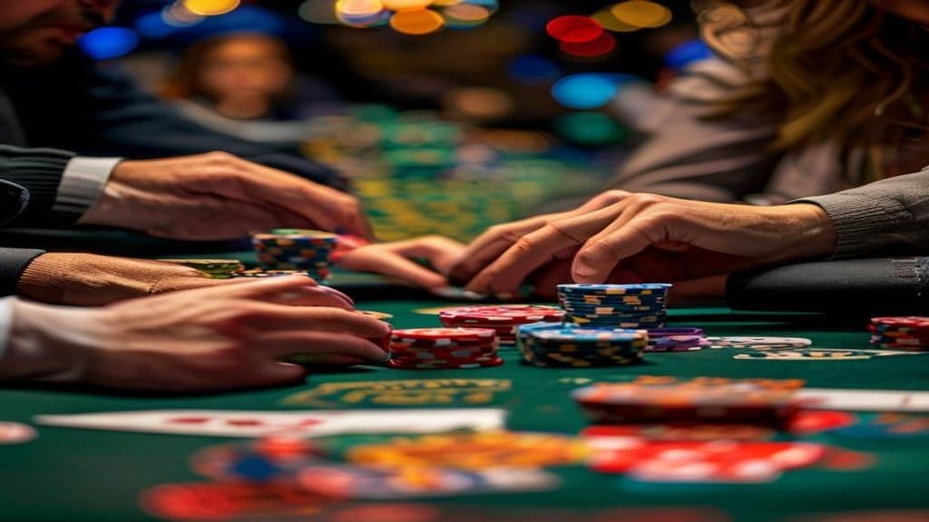 استراتژی 3-bet در کش‌گیم پوکر با چیپ‌های رنگی و کارت‌ها روی میز کازینو