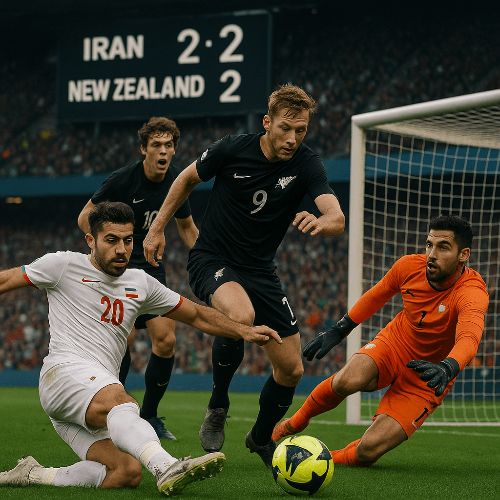 بازی ایران و نیوزیلند با نتیجه ۲-۲ و جو هیجان‌انگیز ورزشگاه